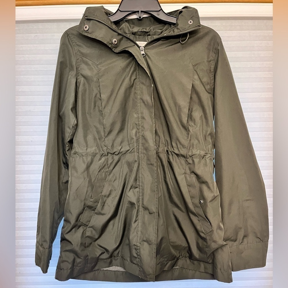 A New Day Marion Charcoal Olive Green Hooded Rain Jacket Water Resistant Small
